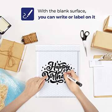 Fuxury Bubble Mailer, 8.5x12 Inch 25 Pack Self-Seal Adhesive Padded Envelopes, Water Resistant Bubble Envelopes for Mailing,Packaging,Small Business,Shipping, White #2