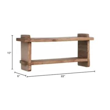 Creative Co-Op 2-Tier Mango Wood Wall Shelf - Stylish Decor