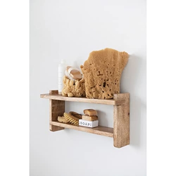 Creative Co-Op 2-Tier Mango Wood Wall Shelf - Stylish Decor