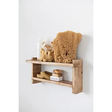 Creative Co-Op 2-Tier Mango Wood Wall Shelf - Stylish Decor