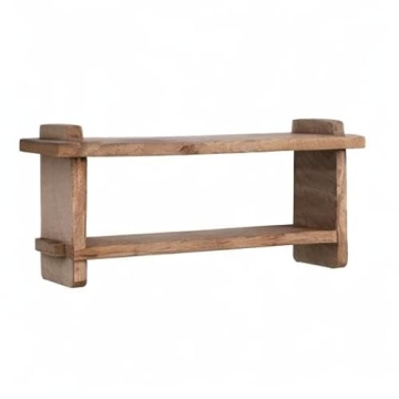 Creative Co-Op 2-Tier Mango Wood Wall Shelf - Stylish Decor