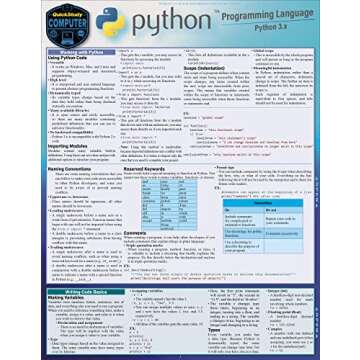 Python Programming Language QuickStudy Laminated Reference Guide