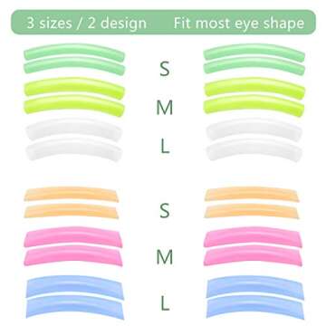 24 Pieces Eyelash Lifting Rods Eyelash Perming Pads Silicone Eyelash Perm Lift Pads Eyelash Curler Refills Pads for Eyelash Lifting (Small, Medium, Large)