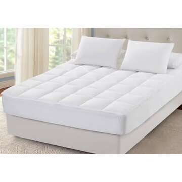 Sleep Mantra 100% Cotton Mattress Topper Full Size - Premium Wrap-Around Cooling Topper Fits up to 20-Inch Mattress - Extra Soft, Deep Pocket, Breathable & Plush Quilted Down Fill (White)