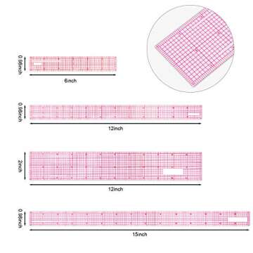 Pelopy 4 Pieces Clear Plastic Ruler Set - Transparent Measuring Tools