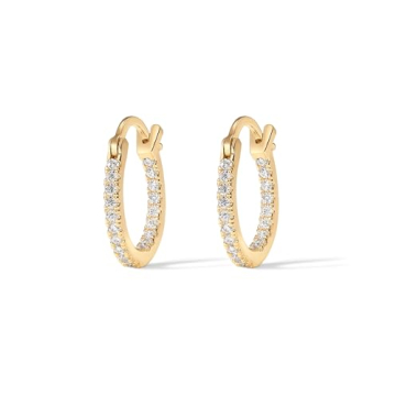 PAVOI Lightweight 14K Gold Cubic Zirconia Hoop Earrings
