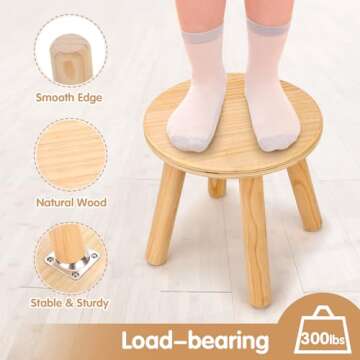 wingyz Wooden Step Stools for Kids, 10 Inch Solid Kids Chairs Perfect Matched Sensory Table, Multi-P...