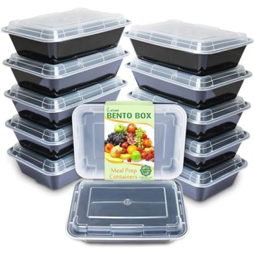 Enther Meal Prep Containers 12 Pack 1 Compartment Single Lids Food Storage Bento BPA Free | Stackabl...