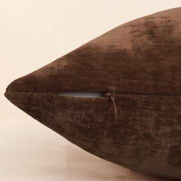 Jeneoo Coffee Brown Decorative Throw Pillow Covers Soft Chenille Comfy Solid Couch Cushion Case Decor (Set of 2, 18 x 18 Inches)