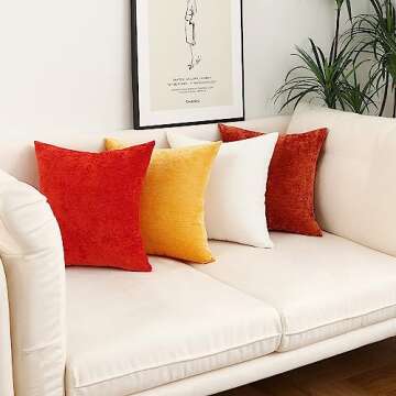 Jeneoo Coffee Brown Decorative Throw Pillow Covers Soft Chenille Comfy Solid Couch Cushion Case Decor (Set of 2, 18 x 18 Inches)