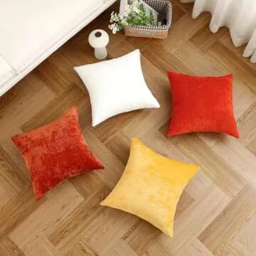 Jeneoo Coffee Brown Decorative Throw Pillow Covers Soft Chenille Comfy Solid Couch Cushion Case Decor (Set of 2, 18 x 18 Inches)