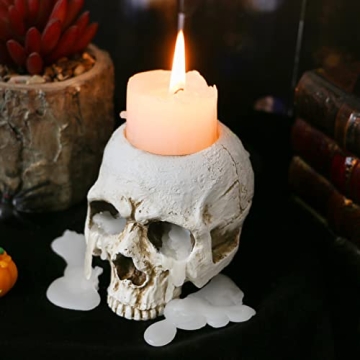 Skull Candle Holder for Halloween - Gothic Tealight Decor