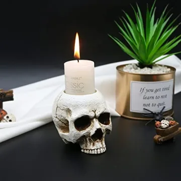 Gothic Skull Candlestick - Perfect Halloween Decor Piece