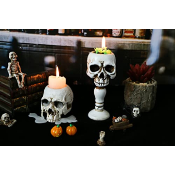Gothic Skull Candlestick - Perfect Halloween Decor Piece