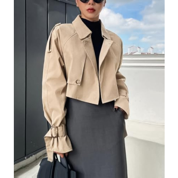 Kedera Women's Cropped Trench Coat Stylish Comfort Outerwear