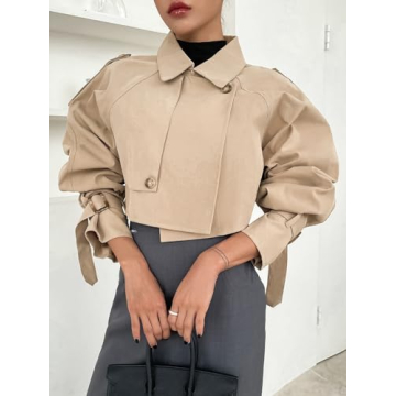 Kedera Women's Cropped Trench Coat Stylish Comfort Outerwear