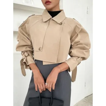 Kedera Women's Cropped Trench Coat Stylish Comfort Outerwear