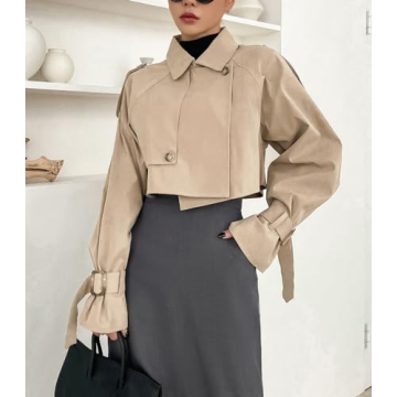 Kedera Women's Cropped Trench Coat Stylish Comfort Outerwear