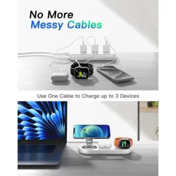 Upgraded 3 in 1 Wireless Charger, Nano Magnetic iPhone Charging Station for Apple Devices, Fast Mag ...