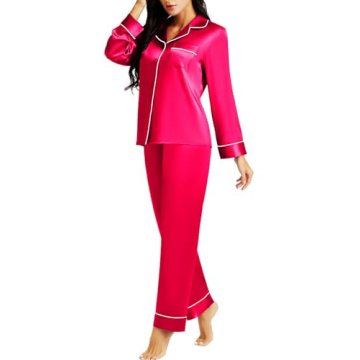 LONXU Women's Silk Satin Pajama Set - Elegant Loungewear in Luxurious Silk for Comfort and Style