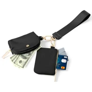 Mum's Memory Mini Zip Around Wristlet Wallet for Women Dual Pouch Wristlet Portable Coin Purse Mini Women Coin Pocket