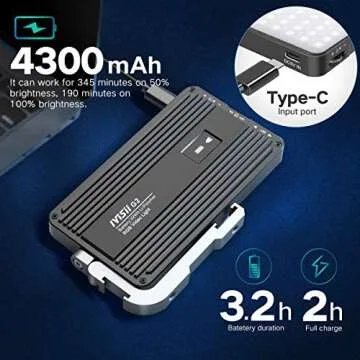 IVISII G2 RGB Portable On Camera Light, Built-in 4300mAh Lithium Battery Video Conference Lighting, 2600-10000K 12W Full Color LED Light Panel for Photography, Studio, Wedding Shooting