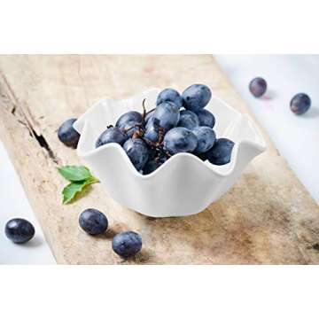 Foraineam 6 Pack Porcelain Dessert Bowls Baking Ramekins, 13 Ounce Flower Shaped Serving Bowls for Dipping Sauces, Souffle, Creme Brulee, Ice Cream, Dessert