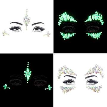 Noctilucent Face Gems Luminous makeup Temporary Tattoo Stickers Acrylic Crystal Glitter Stickers Fac...