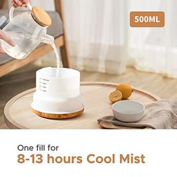 muson Sound Machine Diffuser Cool Mist Humidifier Diffuser for Essential Oil with Soothing Sound Music & 7 Color Mood Lights, Auto Shutoff (Wood Grain, Vase Shape)