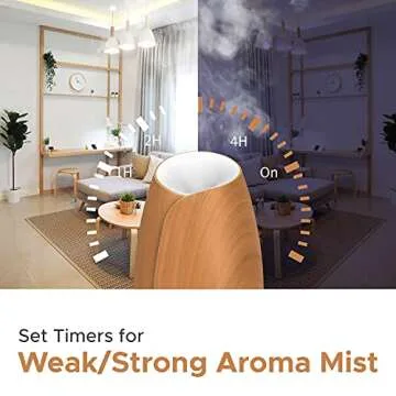 muson Sound Machine Diffuser Cool Mist Humidifier Diffuser for Essential Oil with Soothing Sound Music & 7 Color Mood Lights, Auto Shutoff (Wood Grain, Vase Shape)