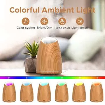muson Sound Machine Diffuser Cool Mist Humidifier Diffuser for Essential Oil with Soothing Sound Music & 7 Color Mood Lights, Auto Shutoff (Wood Grain, Vase Shape)