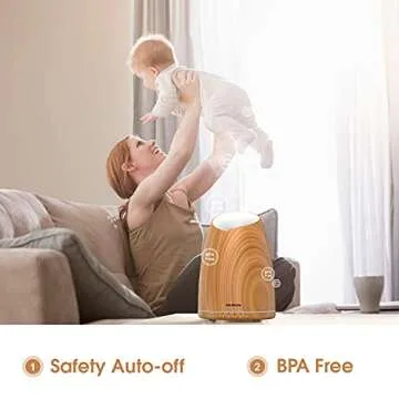 muson Sound Machine Diffuser Cool Mist Humidifier Diffuser for Essential Oil with Soothing Sound Music & 7 Color Mood Lights, Auto Shutoff (Wood Grain, Vase Shape)