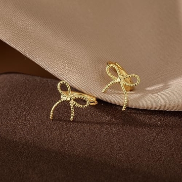 Cute 925 Sterling Silver Bow Hoop Earrings for Women