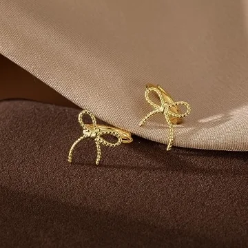 Cute 925 Sterling Silver Bow Hoop Earrings for Women