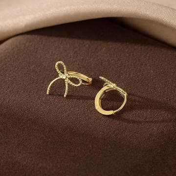 Cute 925 Sterling Silver Bow Hoop Earrings for Women