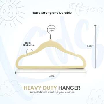 Utopia Home Kids Hangers Velvet (20 Pack) - 11 Inch Durable Baby Hangers for Closet - Perfect for To...