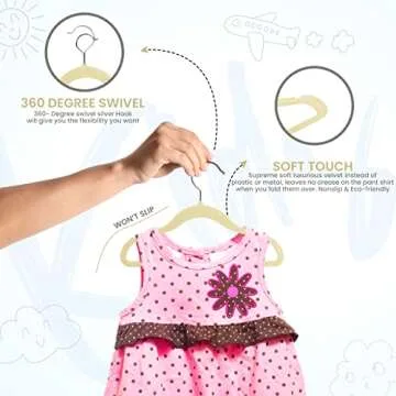 Utopia Home Kids Hangers Velvet (20 Pack) - 11 Inch Durable Baby Hangers for Closet - Perfect for Toddler & Non Slip for Everyday Use (Ivory)