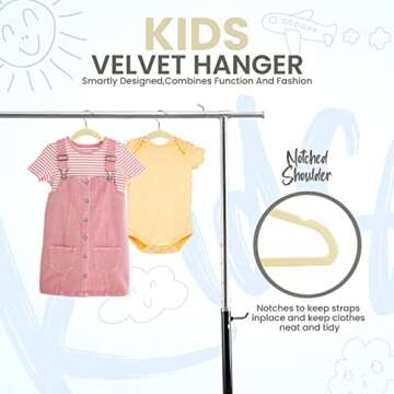 Utopia Home Kids Hangers Velvet (20 Pack) - 11 Inch Durable Baby Hangers for Closet - Perfect for Toddler & Non Slip for Everyday Use (Ivory)