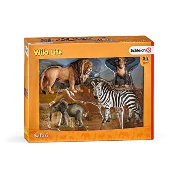 Schleich Wild Life Africa Starter Set – 4-Piece Wildlife Animal Set for Ages 3+, Featuring, Zebra, Elephant Calf, Lion, Chimpanzee