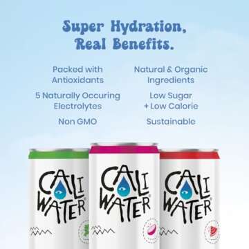 Caliwater - Organic Cactus Water - Variety Pack - Ginger Lime, Prickly Pear, Watermelon - Coconut Wa...
