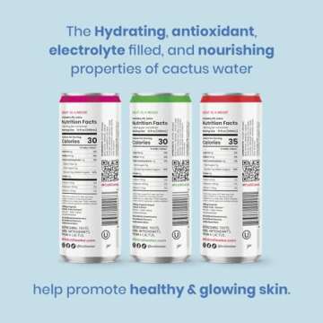 Caliwater - Organic Cactus Water - Variety Pack - Ginger Lime, Prickly Pear, Watermelon - Coconut Water Alternative - Plant Based Hydration - Skin Care, Electrolyte Drinks - Flavored Water - 12 Cans