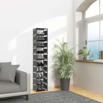 isightguard Vertical Narrow Tall Shoe Rack for Front Door Entrance,10 Tiers Sturdy Metal Shoe Rack O...