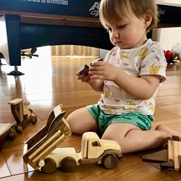 VINNY Wooden Truck Toys Car for Toddlers, Unpainted, Safe to Play, Handmade in Vietnam (Truck)