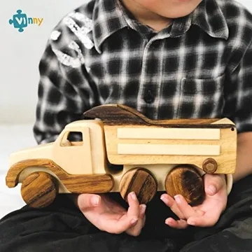 VINNY Wooden Truck Toys Car for Toddlers, Unpainted, Safe to Play, Handmade in Vietnam (Truck)