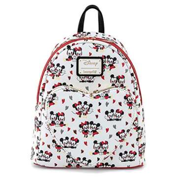 Loungefly Disney Mickey and Minnie Mouse Love AOP Womens Double Strap Shoulder Bag Purse