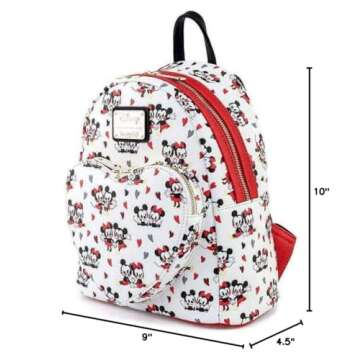 Loungefly Disney Mickey and Minnie Mouse Love AOP Womens Double Strap Shoulder Bag Purse