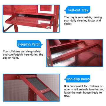 PetsCosset Chicken Coop for 2-3 Chickens Indoor Outdoor