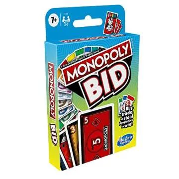 Monopoly BID: Fast-Paced Family Card Game for 4 Players