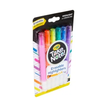 Crayola Erasable Highlighters 6 Colors No Bleed