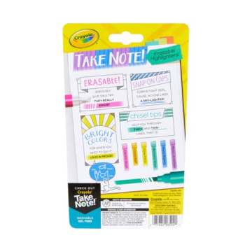 Crayola Erasable Highlighters 6 Colors No Bleed